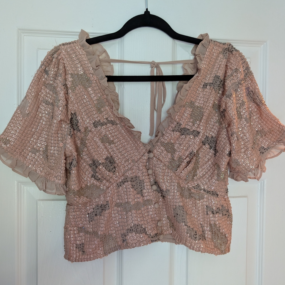 Sequin Embellished Pink Blouse